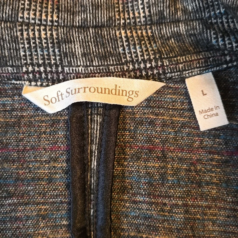 Soft Surroundings Brown Plaid Blazer, Women's Large, Great Condition